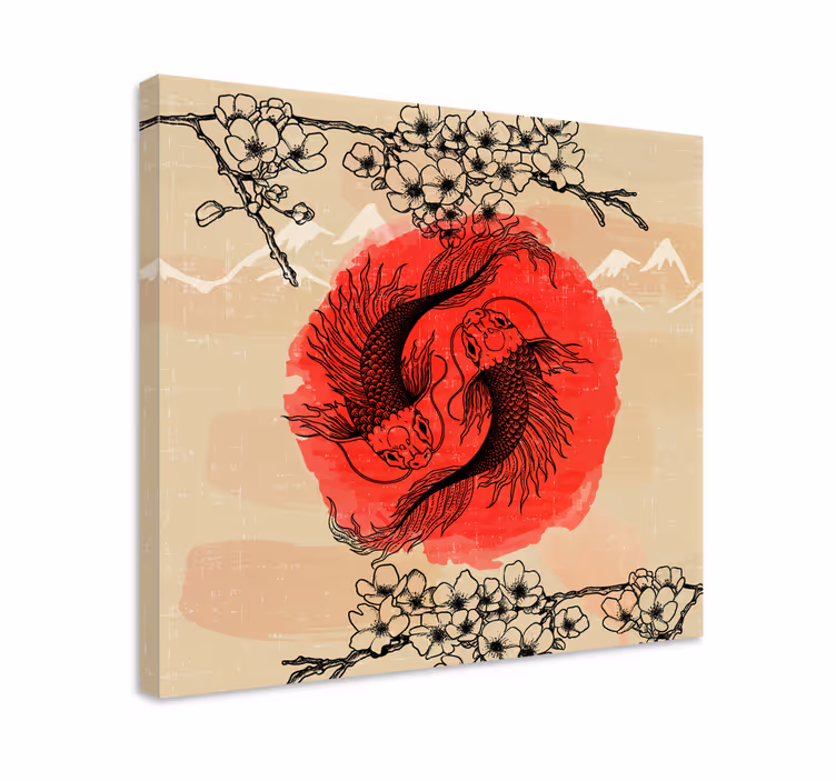 Ying yang fisk lerret - Tenstickers