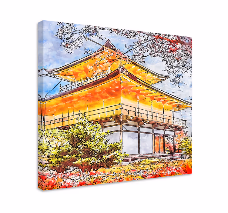 Japanske blomstrende trær by lerretstrykk - Tenstickers