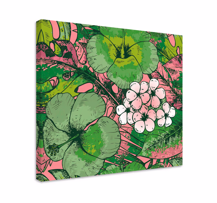 Blomst lerretsbilde botanisk blomsteroppsett - Tenstickers