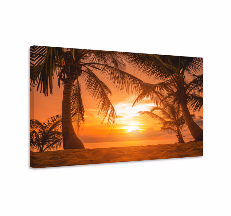 Solnedgang på strandhodegavl lerretstrykk - Tenstickers