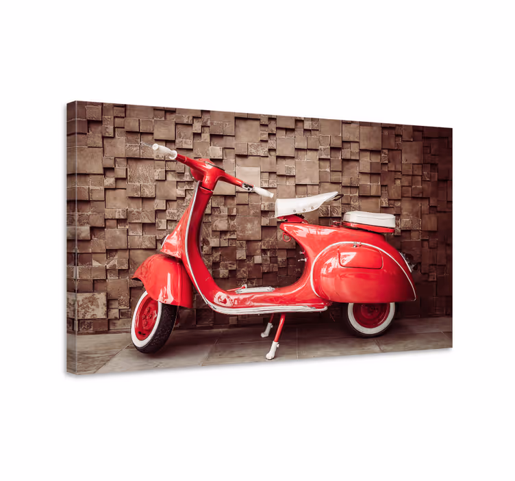 Rød motorsykkel lerretsbilde vintage - Tenstickers
