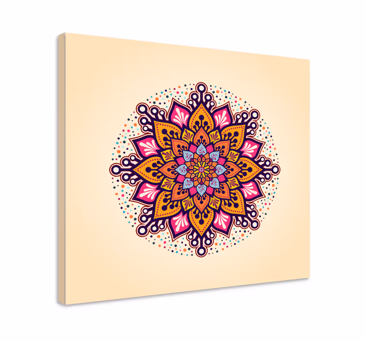 Regnbue beige mandala lerret vegg kunst - Tenstickers
