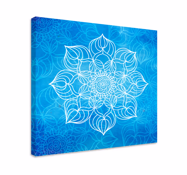 Blå maling sprut mandala lerret vegg kunst - Tenstickers