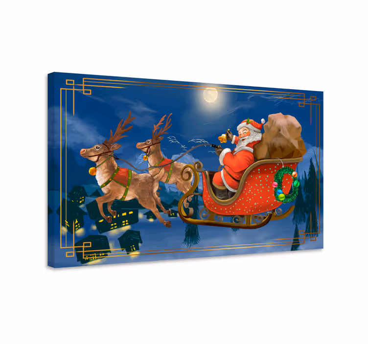 3d lerretsbilder med santas glade slede - Tenstickers