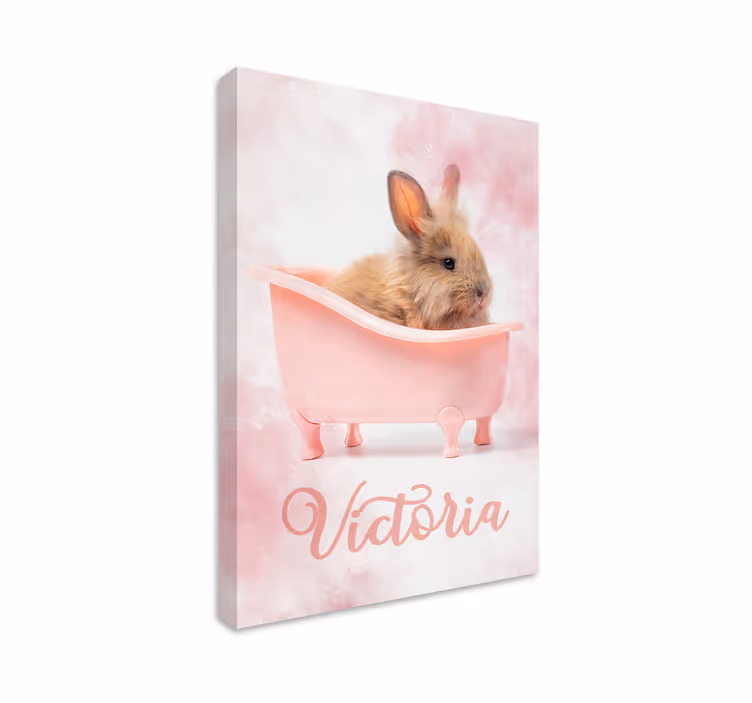 Bading baby bunny lerretsbilde spedbarn - Tenstickers