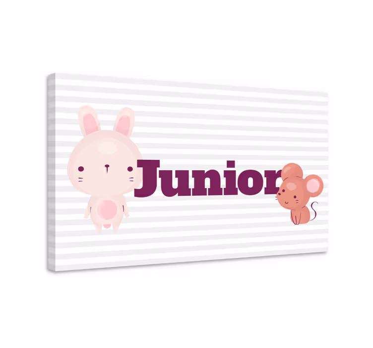 Kanin og mus med navn baby lerretsbilde - Tenstickers