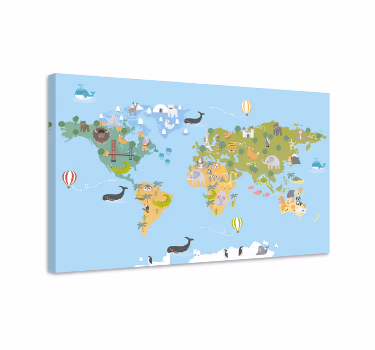 Barn kart verdenskart lerret - Tenstickers