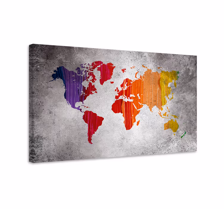 Levende abstrakt geografi lerretsbilde verdenskart - Tenstickers