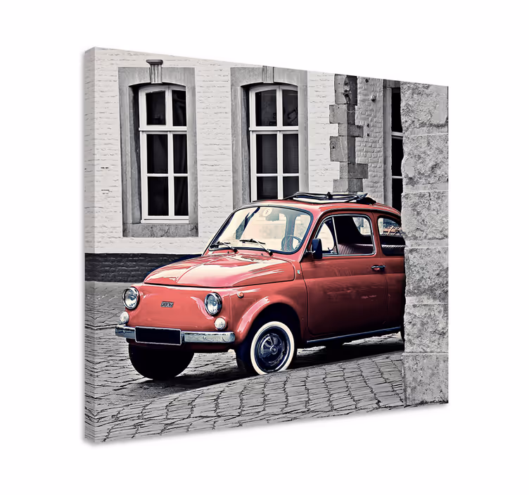 Vintage gammel flat 500 retro lerretskunst - Tenstickers