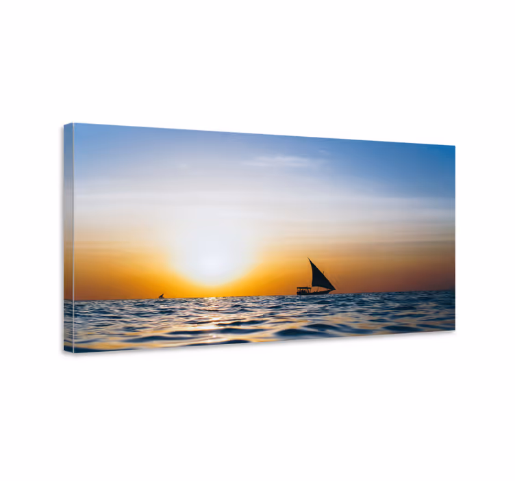 Seiling ved solnedgang landskaps lerretsbilde - Tenstickers