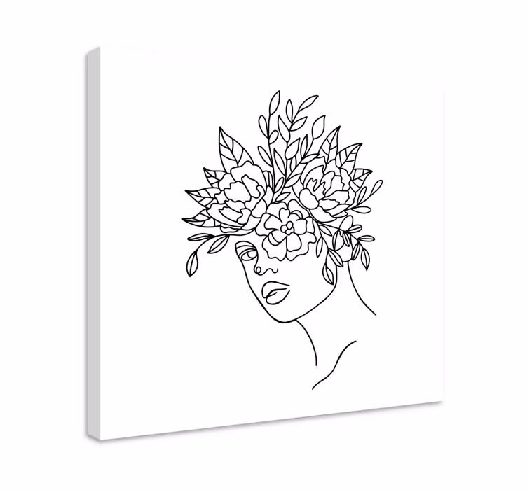 Blomst lerretsbilde med blomsteransikt omriss - Tenstickers