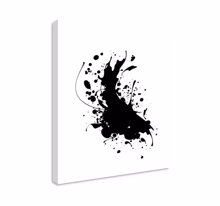 Abstrakte lerretsbilder med dynamisk svart sprut - Tenstickers
