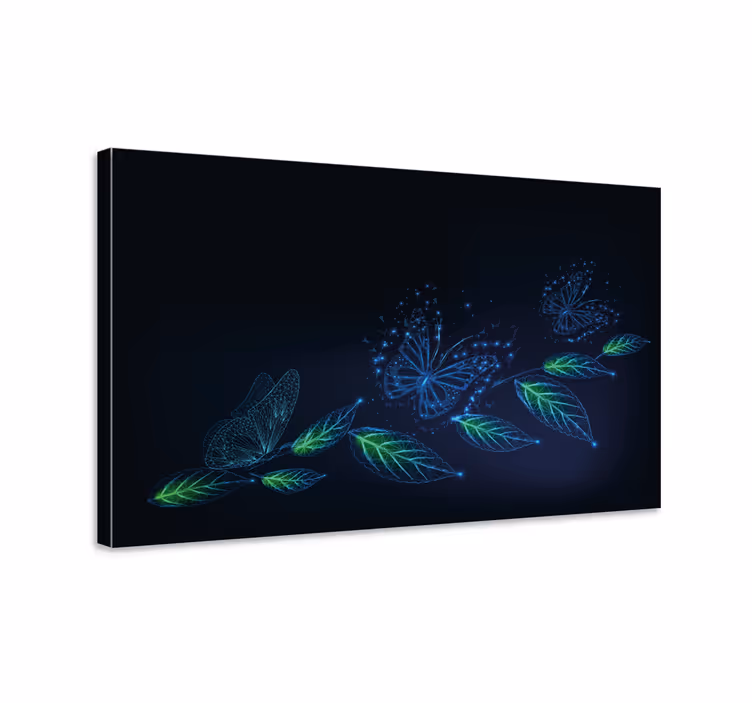 Neonblomster og lerretsbilde sommerfugl - Tenstickers