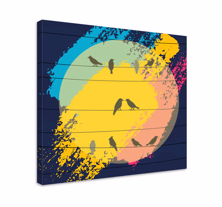 Maling striper og lerretsbilde fugler - Tenstickers