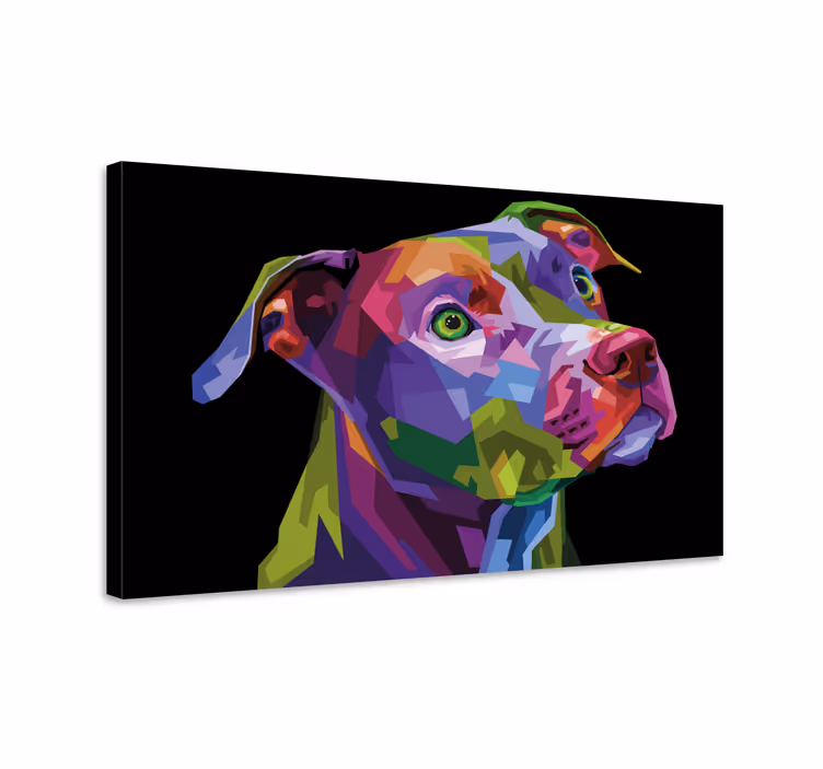Flerfarget moderne pitbull hund lerretstrykk - Tenstickers