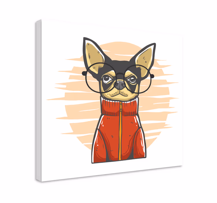 Chiahuahua med briller lerretsbilde hunder - Tenstickers
