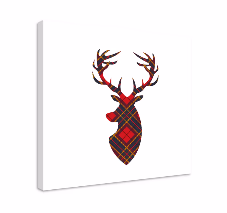 Moderne tartan hjort lerret - Tenstickers