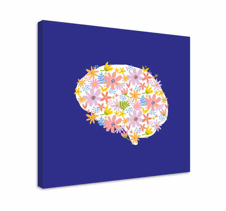 Blomst lerretsbilde med fargerikt blomstermønster - Tenstickers