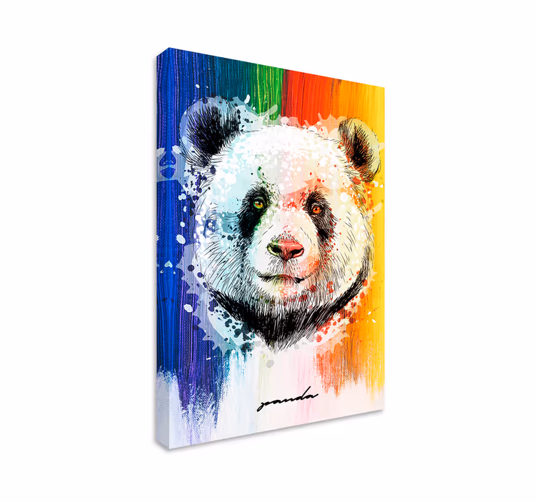 Regnbue panda lerretsbilde dyr - Tenstickers