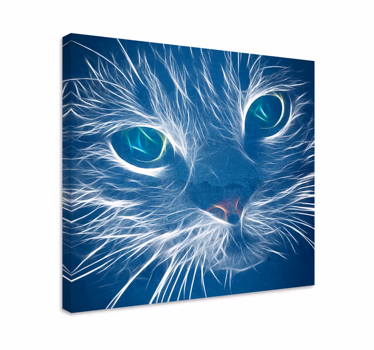 Blå abstrakt katt lerret - Tenstickers