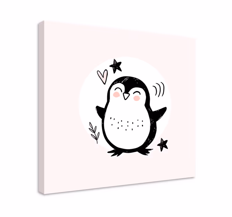 Søt, tegnet, baby, pingvin, doodle, barnehage, canvas - Tenstickers