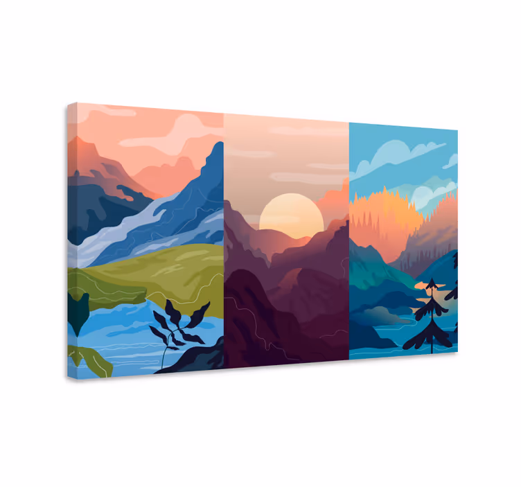 Animerte fjell landskap lerret - Tenstickers