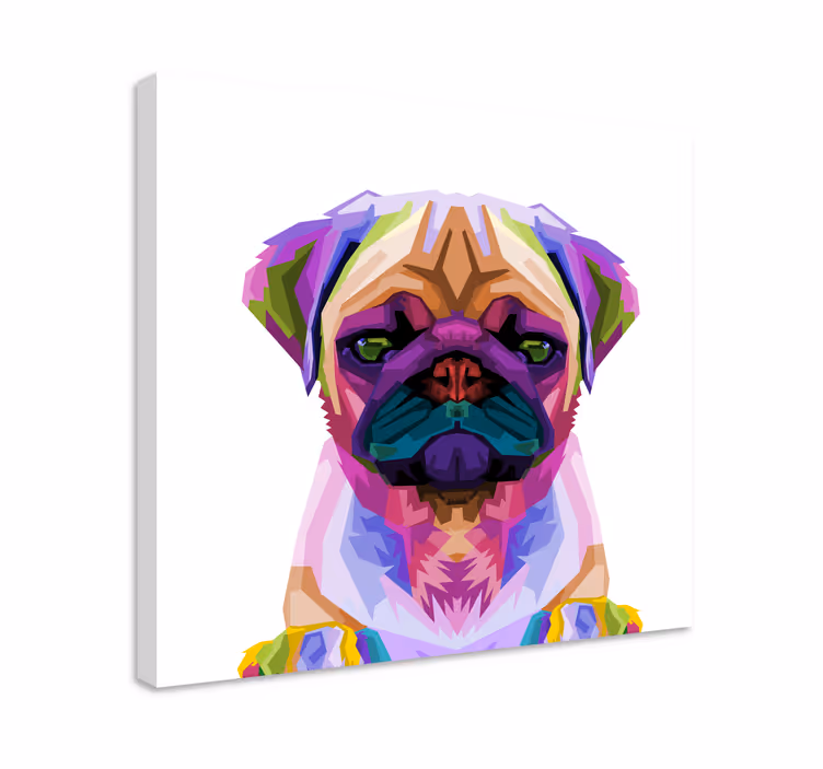 Pop art mops lerretsbilde hunder - Tenstickers