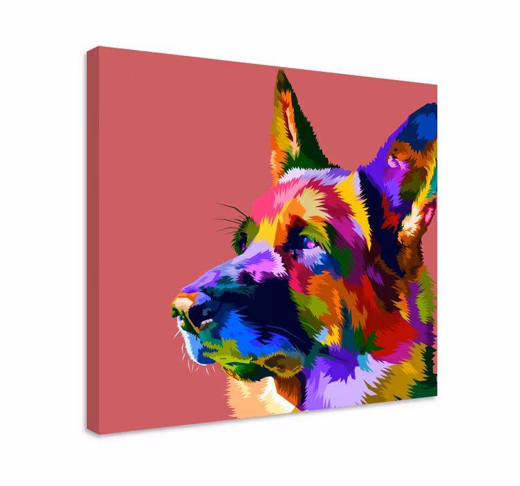 Regnbue tysk shepard lerretsbilde hunder - Tenstickers