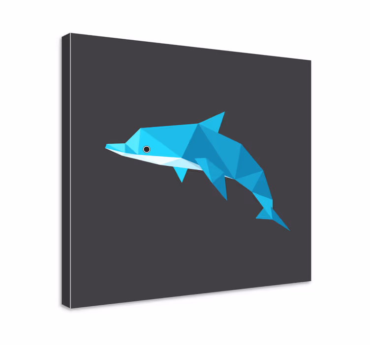 Origami delfin lerretsbilde dyr - Tenstickers