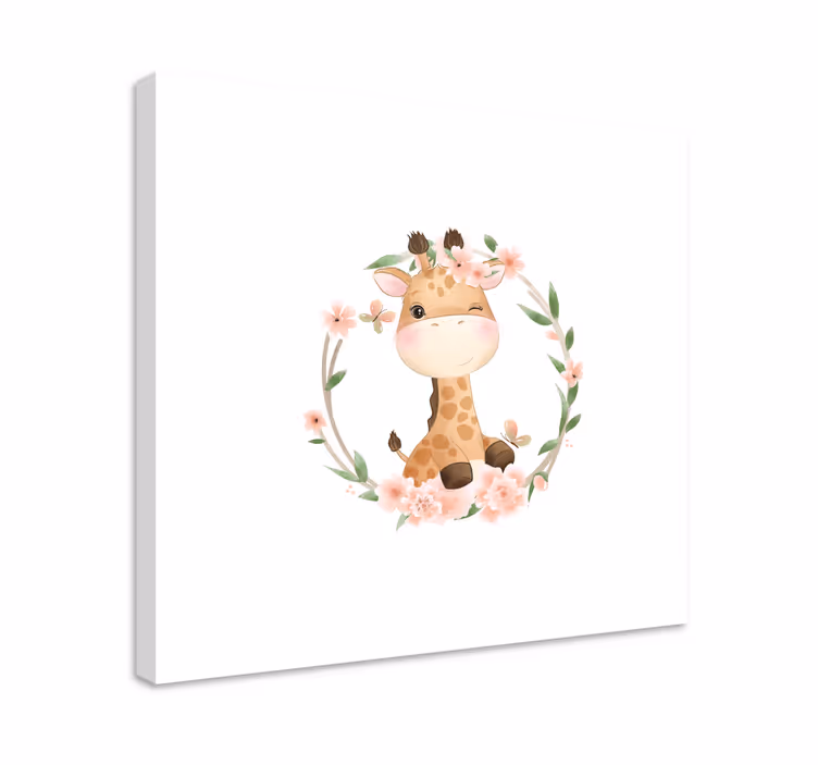 Sjiraff med kronblomster lerretsbilde dyr - Tenstickers