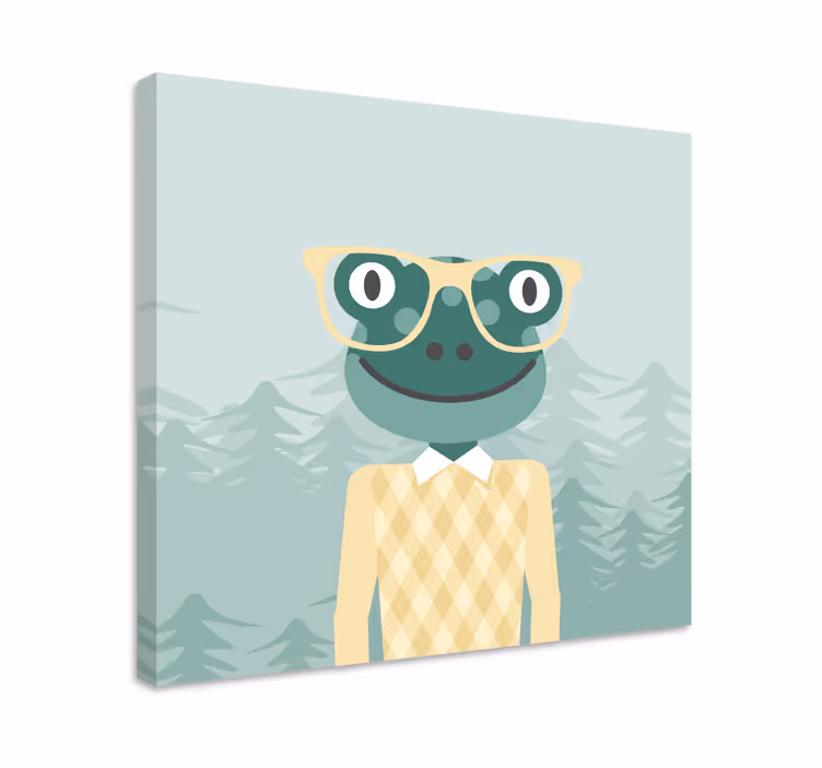 Stilig frosk karakter 3d lerretsbilder - Tenstickers