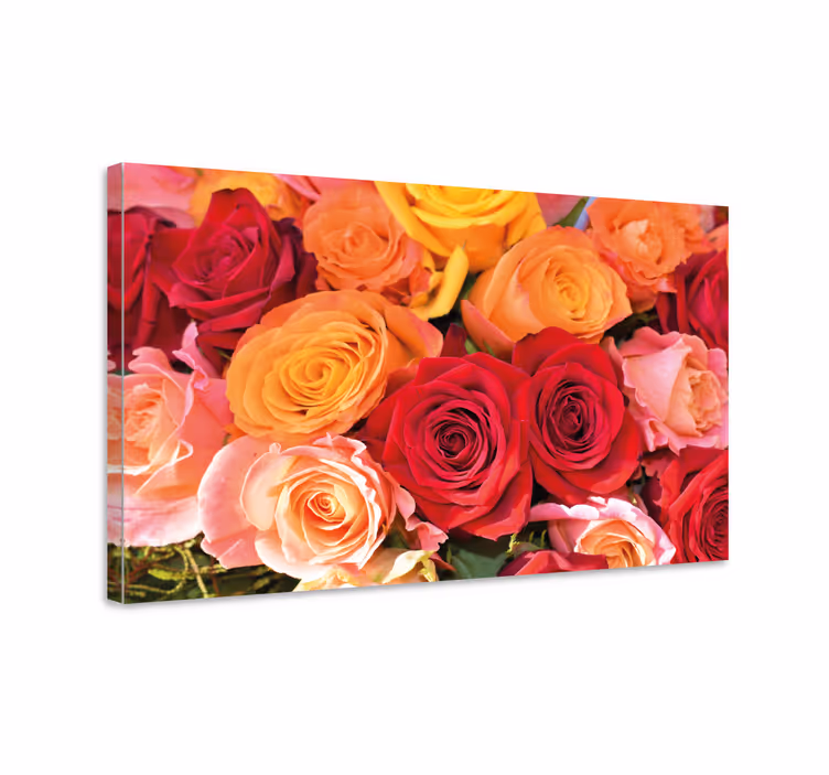 Oransje røde og rosa roser blomsterduk - Tenstickers