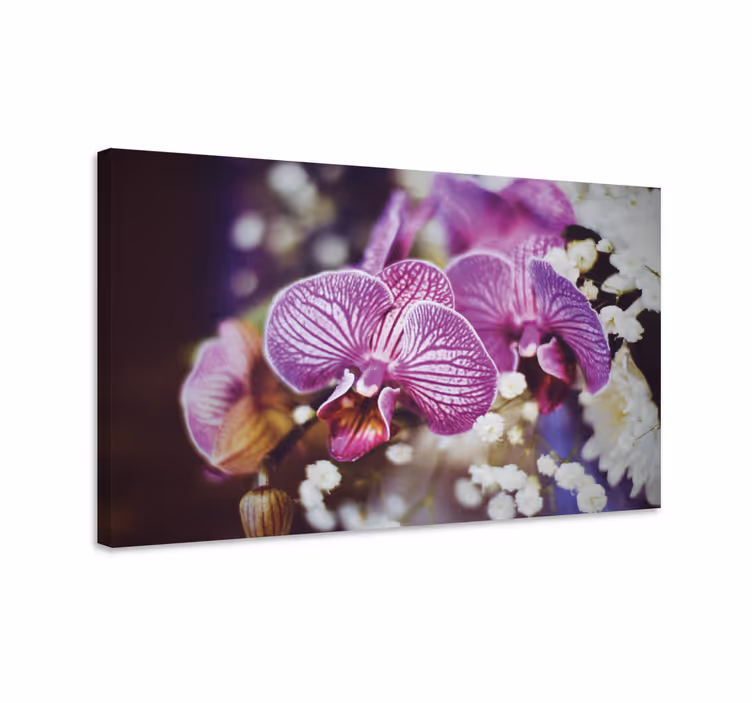 Lilla orkidé med blomster lerret - Tenstickers