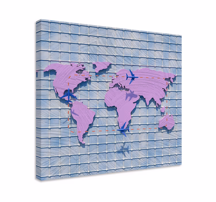 Stilisert globalt kart lerretsbilde verdenskart - Tenstickers