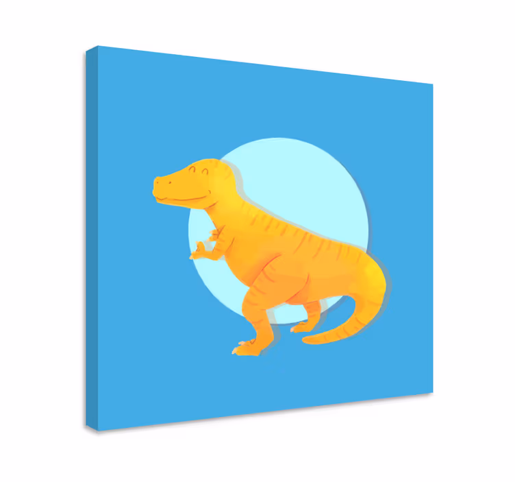 Dinosaurs lerretsbilde glad t-rex - Tenstickers