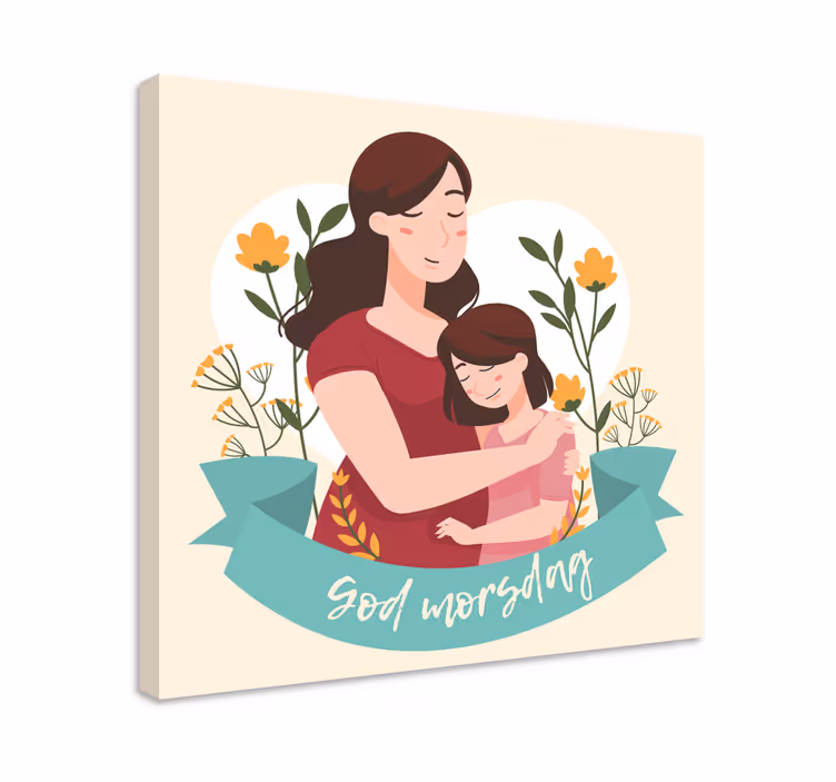 Fargerik mor og barn Lerretsbilde morsdag - Tenstickers