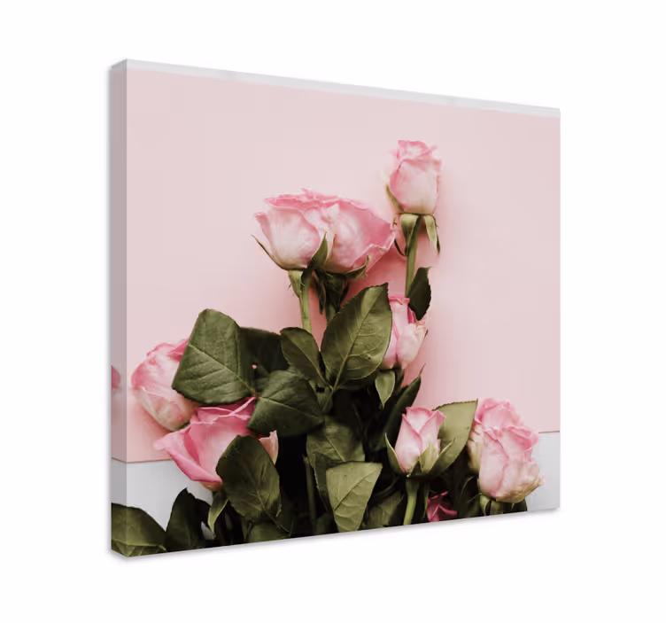 Blomst lerretsbilde rosa rose arrangement - Tenstickers