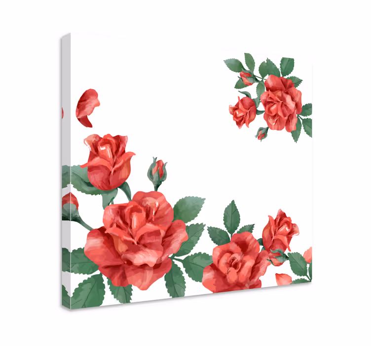 Blomst lerretsbilde roser i blomst - Tenstickers
