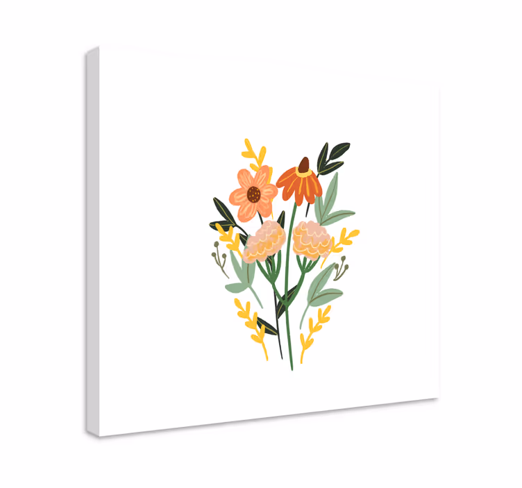 Blomst lerretsbilde med sjarmerende blomsterbukett - Tenstickers