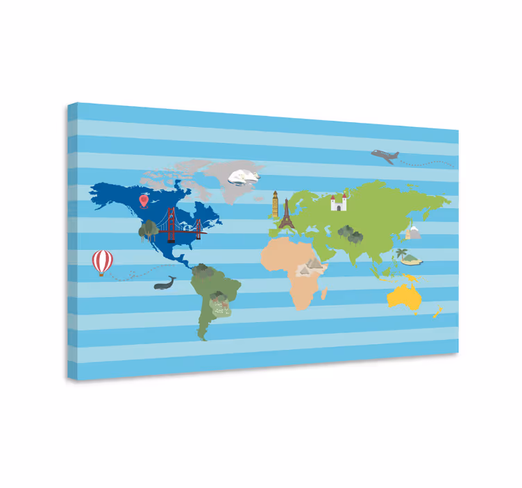 Lerretsbilde verdenskart kreativt globalt kart - Tenstickers