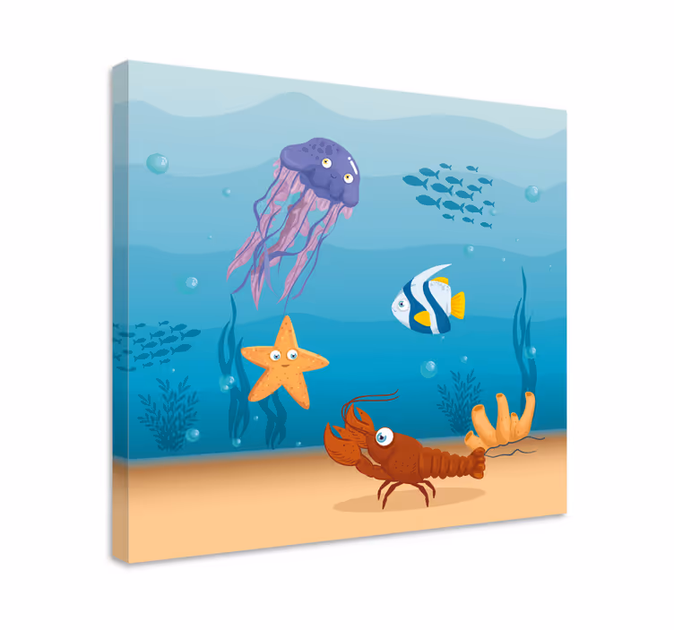 Marine liv under vann lerretsbilde moderne - Tenstickers