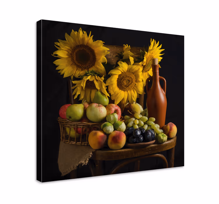Blomst lerretsbilde solsikker og frukt - Tenstickers