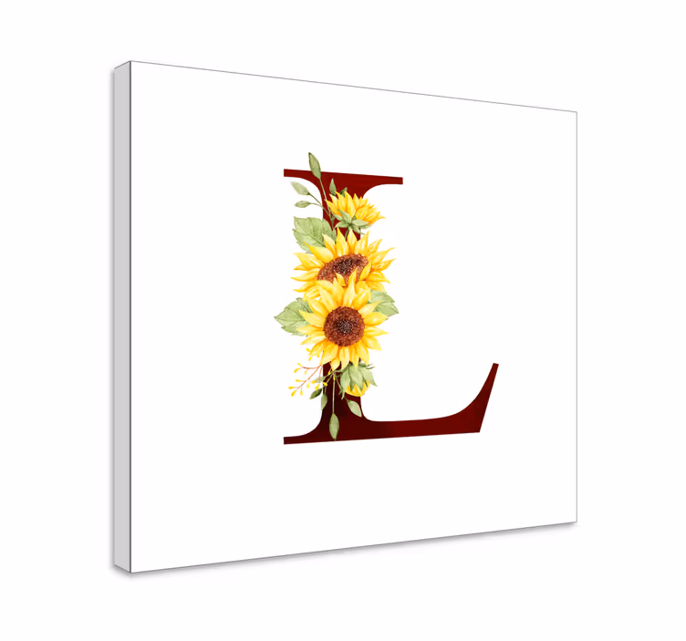 Solsikke bokstav l blomste lerretsbilde - Tenstickers