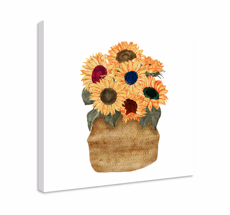 Blomst lerretsbilde solsikkebukett - Tenstickers