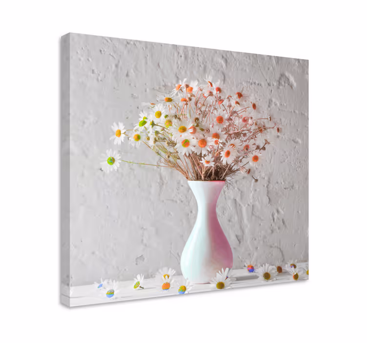 Tusenfryd blomster i fargerike potter blomster lerret - Tenstickers