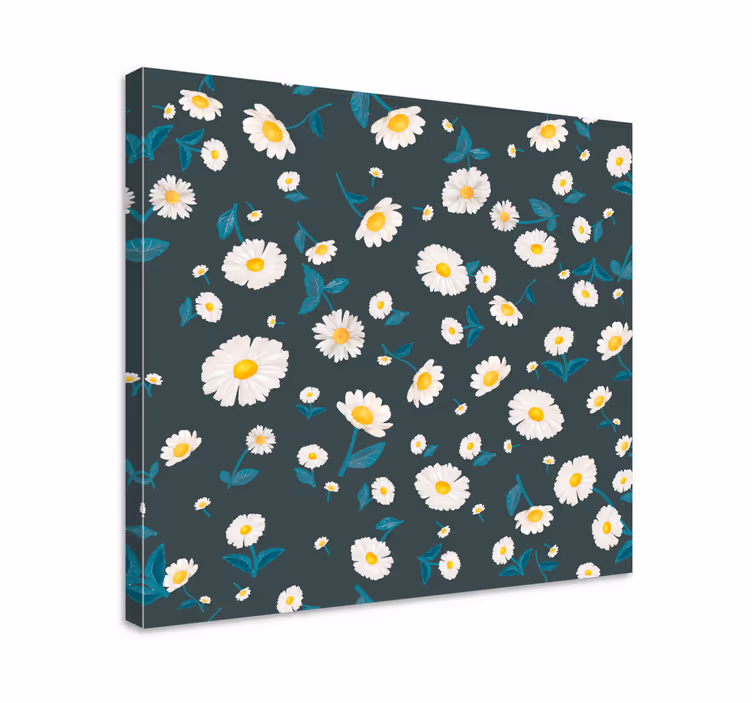 Tusenfryd mønster blomst lerretsbilde - Tenstickers