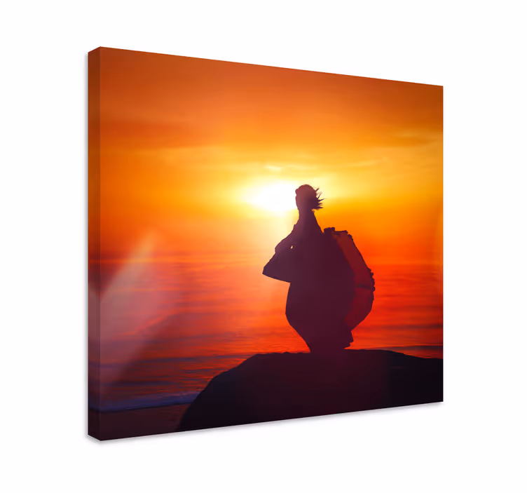Abstrakte lerretsbilder silhuett ved solnedgang - Tenstickers