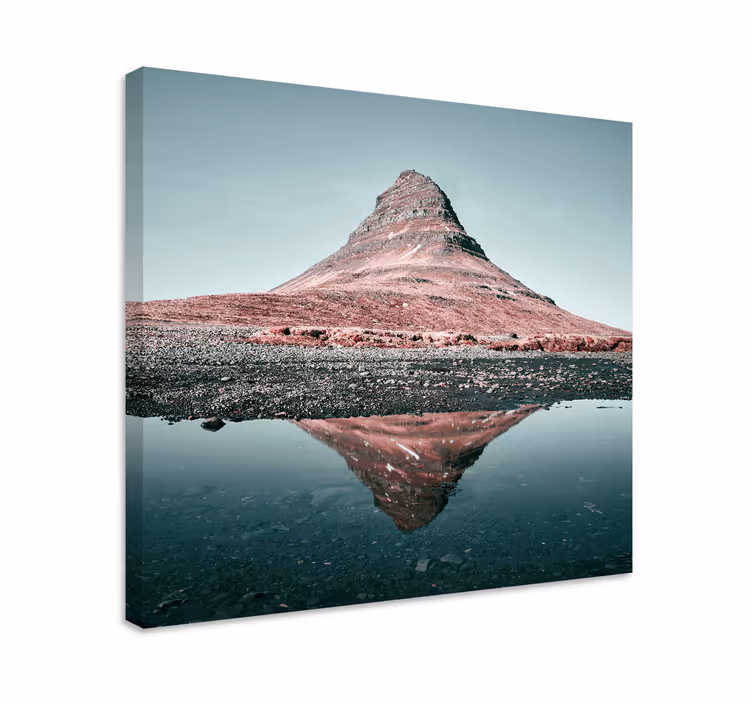 Landskaps lerretsbilde kirkjufellfjell refleksjon - Tenstickers