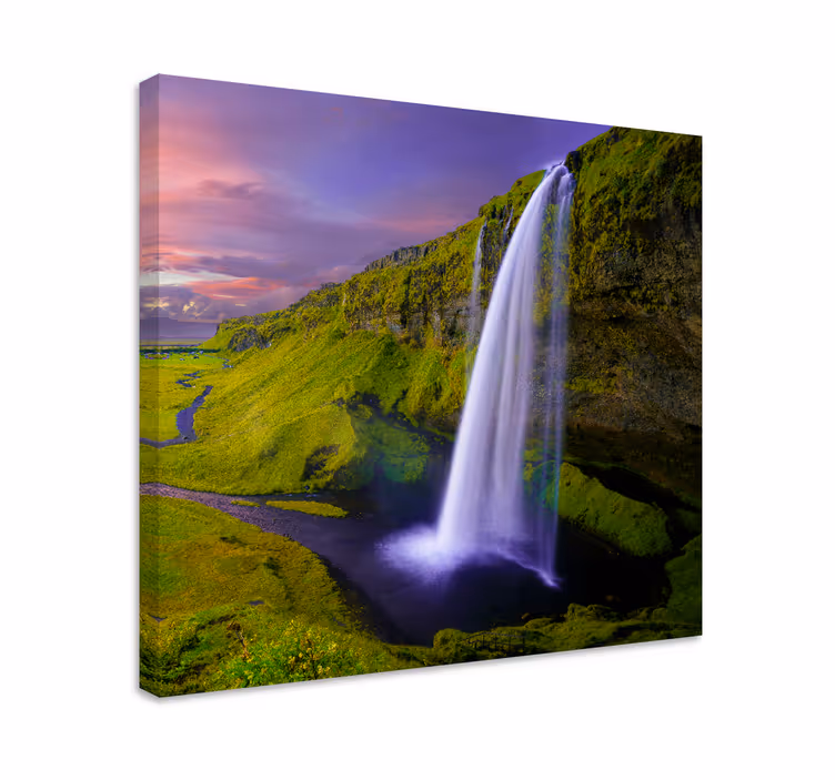 Fjell med foss lerretsbilde landskap - Tenstickers
