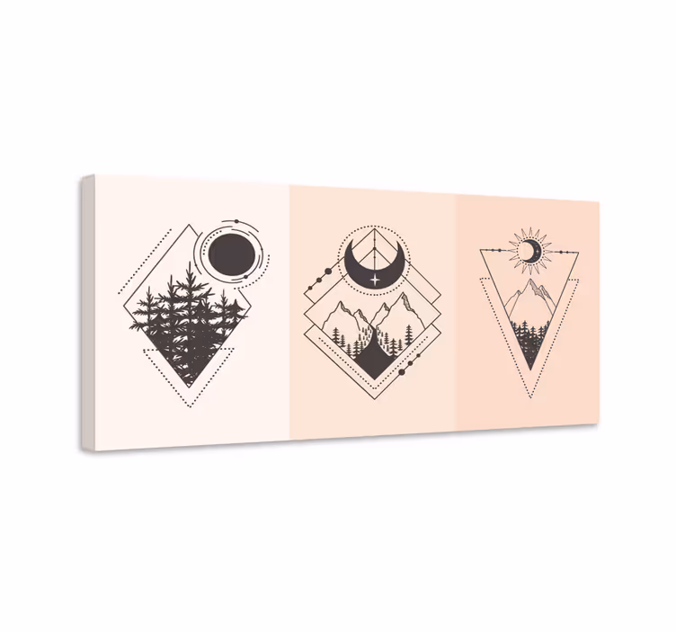 Fjellgeometrisk emblem geometriske lerretsbilde - Tenstickers